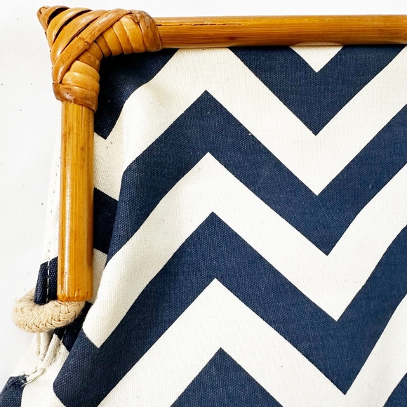 Navy and White Chevron Clutch with Bamboo Trim - Picture 2 of 3